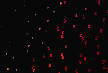 Naklejka na ściany i meble Dark Red vector background with financial symbols.