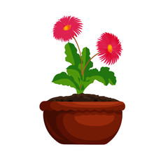 Flowers in Mud Pot - Vector Image