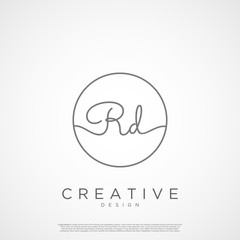 Elegant Initial Letter RD Logo With Circle. Initial letter handwriting and signature logo.