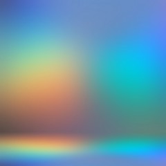 Hologram cool creative 3d background. Blue yellow orange glow studio illustration. Abstract attractive spectrum template.