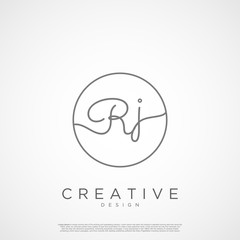 Elegant Initial Letter RJ Logo With Circle. Initial letter handwriting and signature logo.