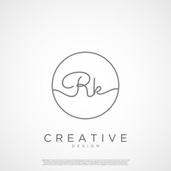 Obraz premium Elegant Initial Letter RK Logo With Circle. Initial letter handwriting and signature logo.