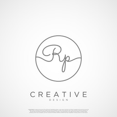 Elegant Initial Letter RP Logo With Circle. Initial letter handwriting and signature logo.