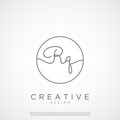 Elegant Initial Letter RQ Logo With Circle. Initial letter handwriting and signature logo.