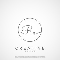 Elegant Initial Letter RS Logo With Circle. Initial letter handwriting and signature logo.