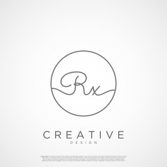 Elegant Initial Letter RX Logo With Circle. Initial letter handwriting and signature logo.