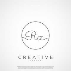 Elegant Initial Letter RZ Logo With Circle. Initial letter handwriting and signature logo.