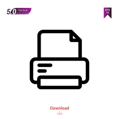 Outline printer  icon vector isolated on white background. Graphic design, material-design,  mobile application, logo, user interface. EPS 10 format vector