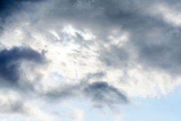Beautiful puffy clouds isolated against blue skies