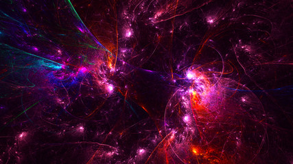 3D rendering abstract colorful fractal light background