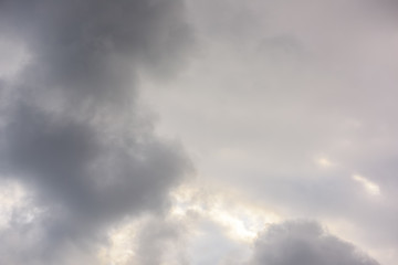 Beautiful puffy clouds isolated against blue skies