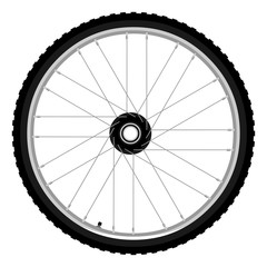 Naklejka premium Mountain bike wheel and tyre side view isolated vector illustration