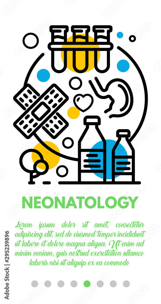 Wall mural Neonatology banner. Outline illustration of neonatology vector banner for web design - Wall murals