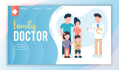 Family doctor landing page. Healthcare medical service web site design. Parents And Kids