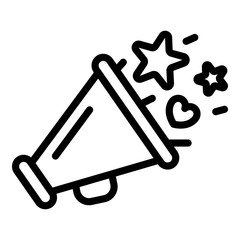Loyalty megaphone icon. Outline loyalty megaphone vector icon for web design isolated on white background
