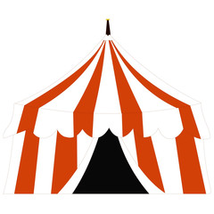 Brown Striped Tent - Cartoon Vector Image