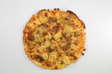 top view pizza isolated on white background 