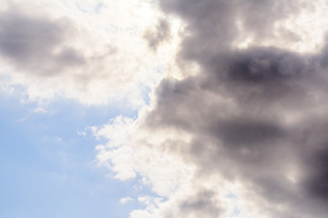 Beautiful puffy clouds isolated against blue skies