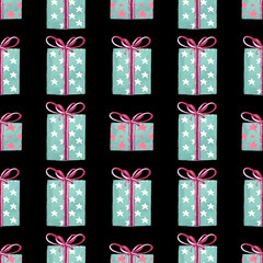 Christmas holiday present composition. Gift, christmas new year and sale concept seamless pattern