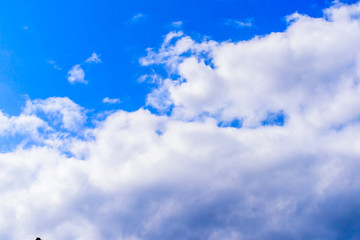 Beautiful puffy clouds isolated against blue skies