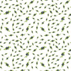 seamless pattern with black forest northern berries of the crowberry, painted in watercolor. Ideal for wedding invitations, cards, logos