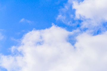Beautiful puffy clouds isolated against blue skies