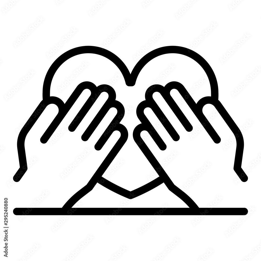 Poster hands keep heart icon. outline hands keep heart vector icon for web design isolated on white backgro
