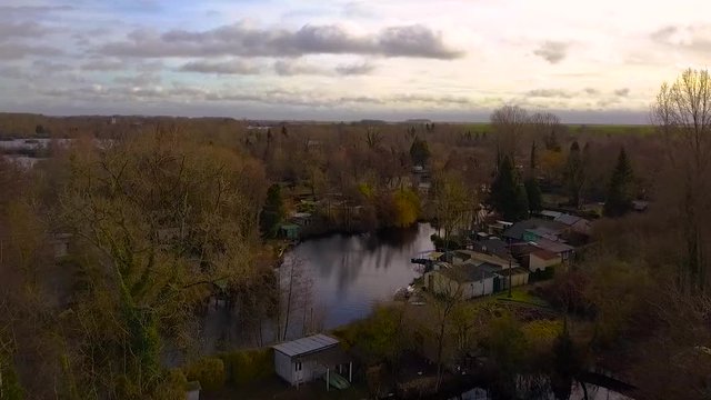 Aerial of Old peat bogs of F&eacute;chain, Hauts-de-France, France