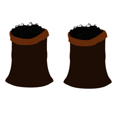 Black Wool in Bags - Cartoon Vector Image