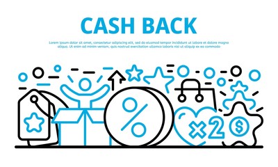 Cash back banner. Outline illustration of cash back vector banner for web design