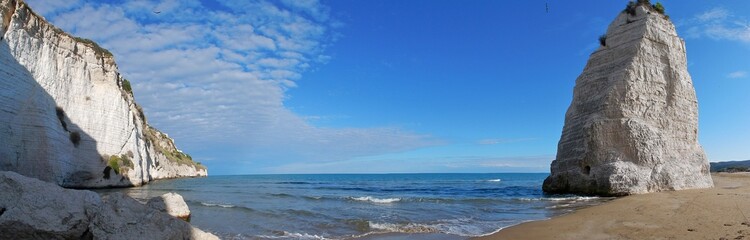 Fototapeta na wymiar Vieste - Panoramica della scogliera dalla Spiaggia della Scialara