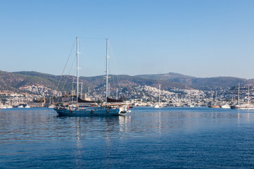 Fototapeta na wymiar Yachts moored in the outer harbour area