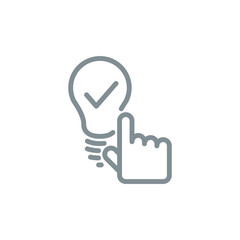 Obraz premium lamp light idea outline flat icon. Single high quality outline logo symbol for web design or mobile app. Thin line lamp light think logo. gray idea icon pictogram isolated on white background