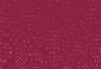 Dark Pink vector background with signs of alphabet.