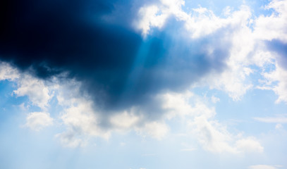 Beautiful puffy clouds isolated against blue skies