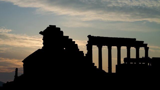Ruins of the Ancient City of Palmyra, Time Lapse at Sunrise, Syria