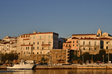 Fototapeta na wymiar The port of Termoli where fishing boats dock, is located on the Adriatic Sea in Molise - Italy