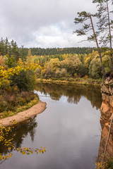 Peaceful River in Autumn in Latvia