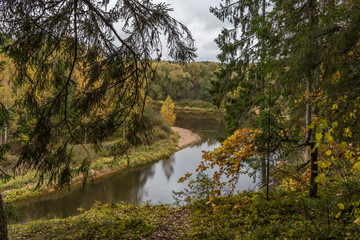 Peaceful River in Autumn in Latvia