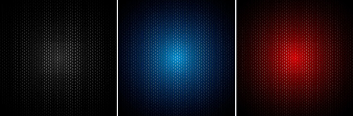 Set of metallic black, blue, red color background and texture.