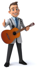 Fun doctor and guitar - 3D Illustration