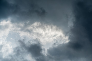 Beautiful puffy clouds isolated against blue skies