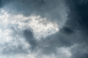 Beautiful puffy clouds isolated against blue skies