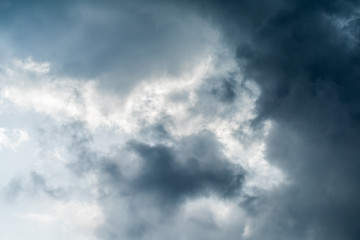 Beautiful puffy clouds isolated against blue skies