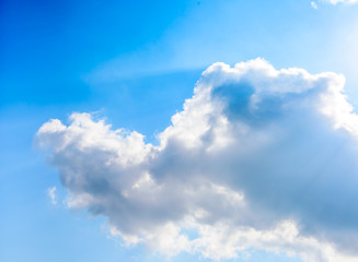 Beautiful puffy clouds isolated against blue skies