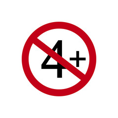 Age restriction symbol. Four one plus. Abstract concept, icon. Vector illustration on white background.