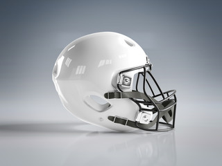White American football helmet isolated on grey mockup 3D rendering © sdecoret