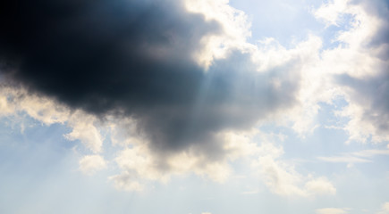 Beautiful puffy clouds isolated against blue skies