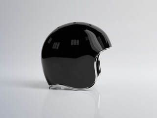 Black vintage motorbike helmet isolated on white background Mockup 3D rendering