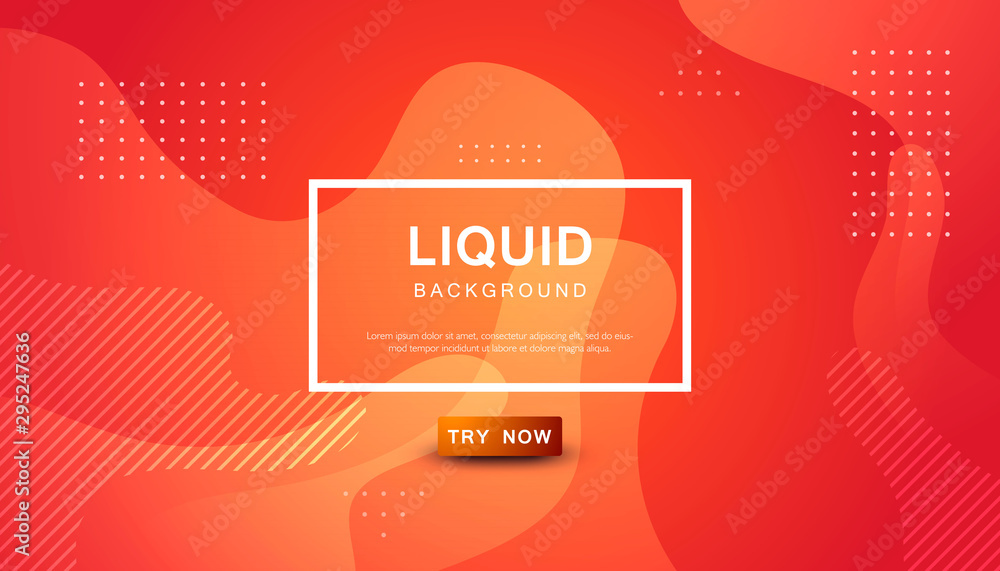 Poster orange liquid color background. dynamic textured geometric element design with dots decoration. mode